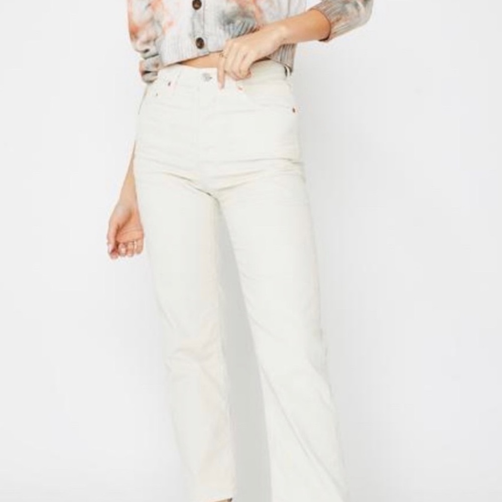 Levi's Jeans | Levis Ribcage Straight Ecru Corduroy| Color:Cream/White |Size: 28